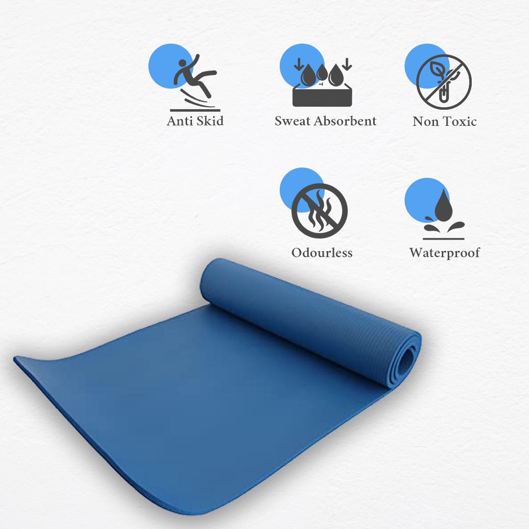 Anti Slip Yoga Mat with Carry Strap 8MM