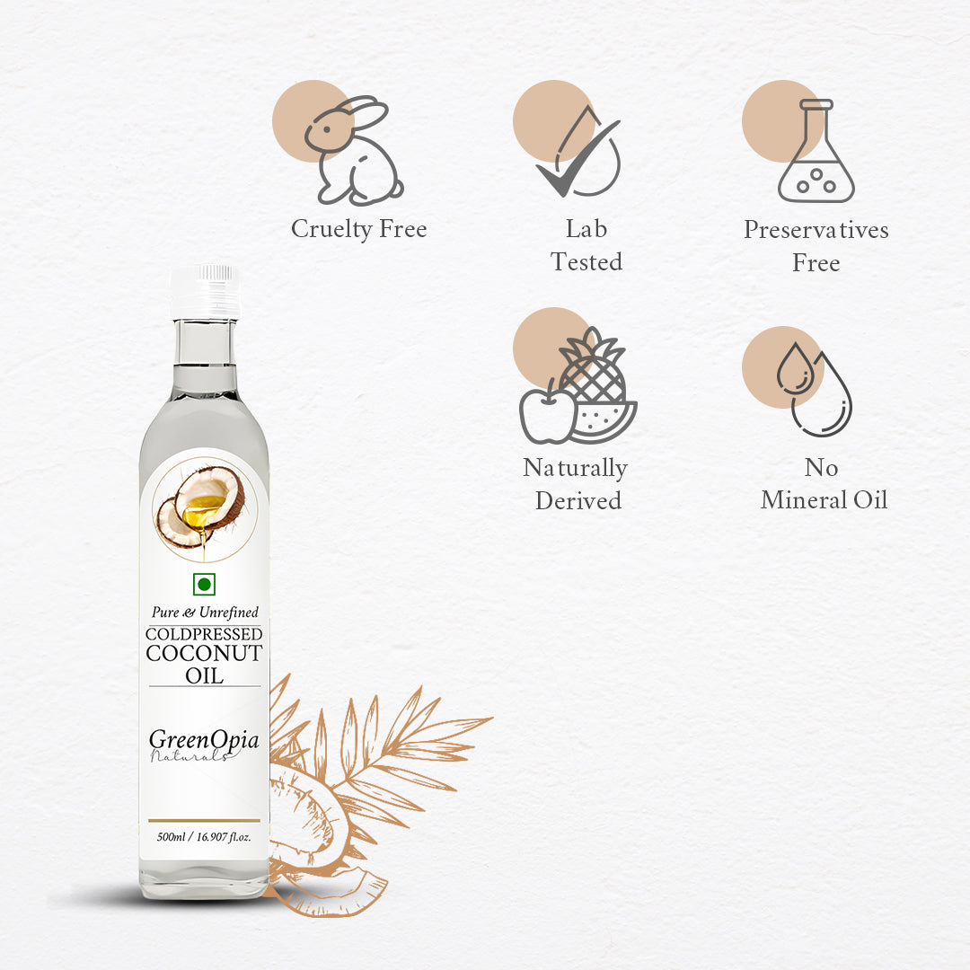 Cold Pressed Coconut Oil – 500ml | 100% Pure Virgin Oil for Cooking, Hair, Skin & Baby Care