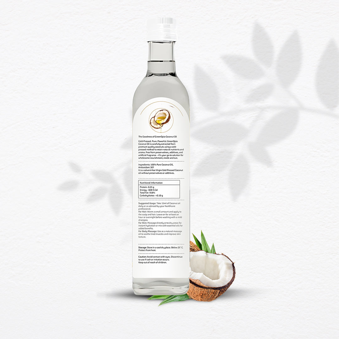 Cold Pressed Coconut Oil – 500ml | 100% Pure Virgin Oil for Cooking, Hair, Skin & Baby Care