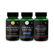 GreenOpia Daily Wellness Combo for Women – Omega-3, Magnesium + Zinc & Multivitamins