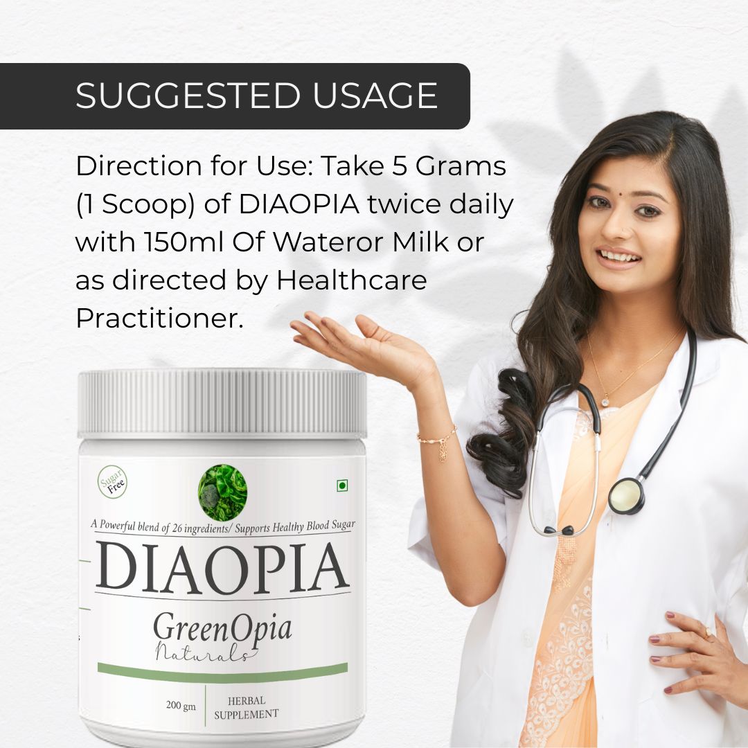 GreenOpia DiaOpia Herbal Supplement – 200g Powder | Ayurvedic Support for Type 1 & 2 Diabetes | Blood Sugar & Metabolism Balance