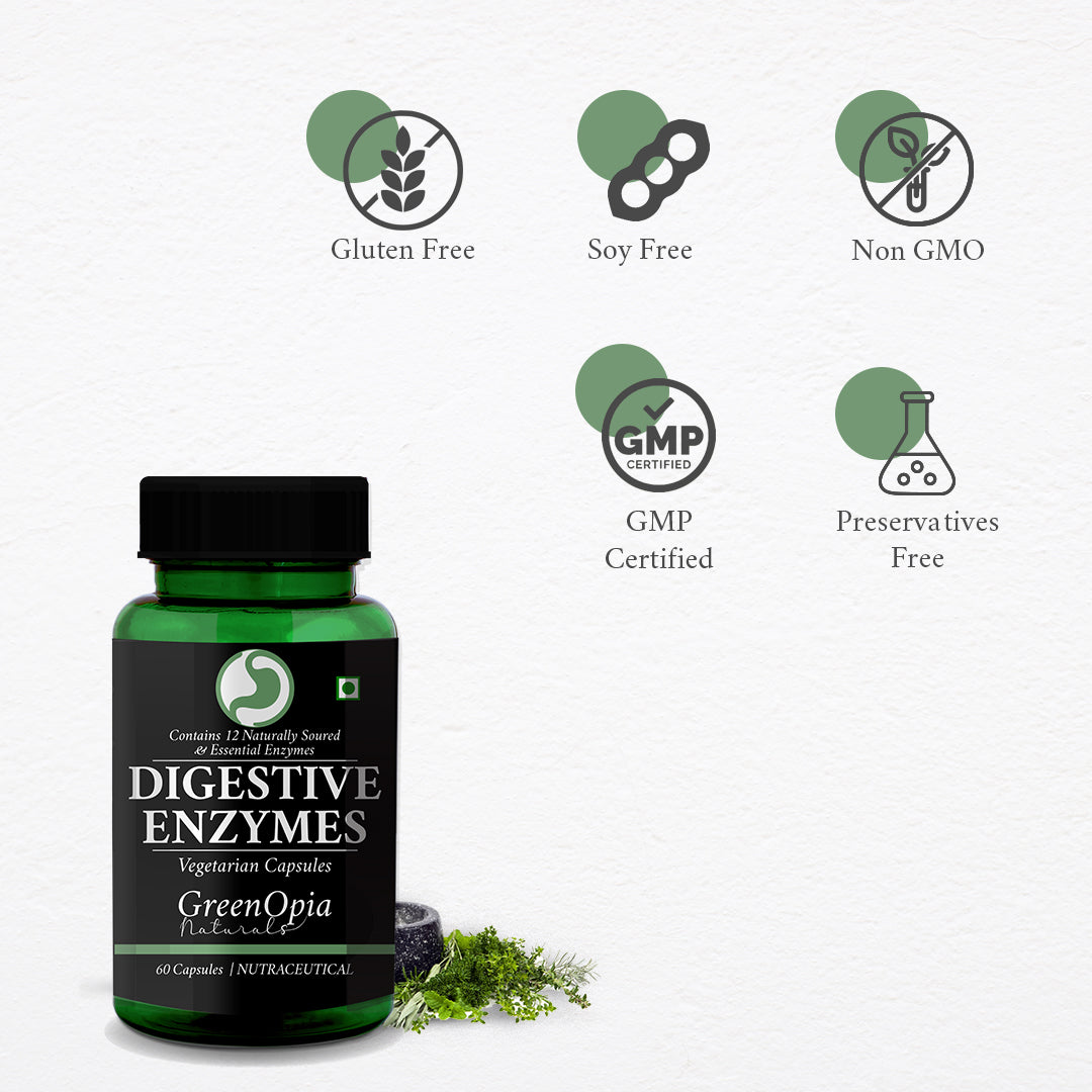 Digestive Enzymes Capsules – Natural Relief for Bloating, Gas & Indigestion | 60 Veg Capsules