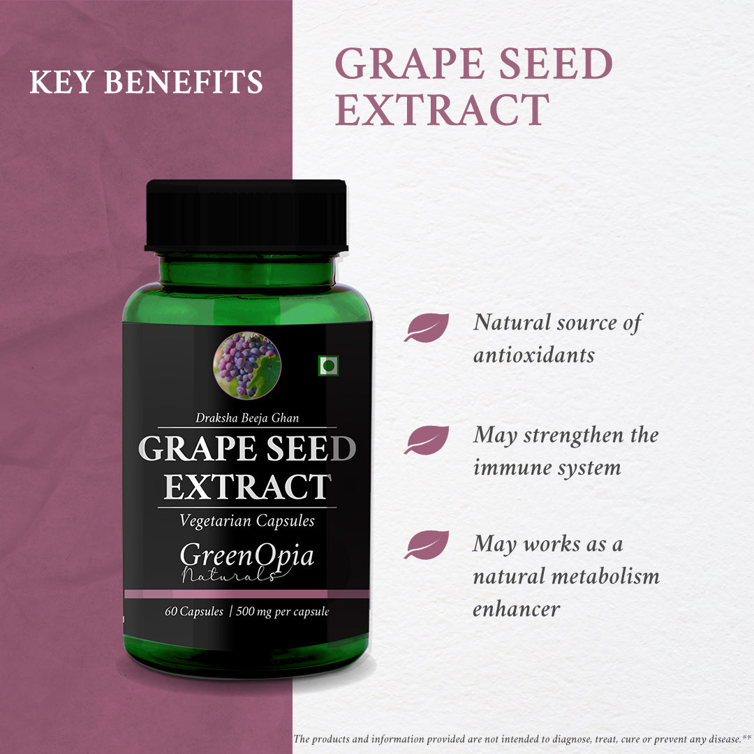 Grape Seed Extract Capsules – 95% Proanthocyanidins for Skin, Heart & Antioxidant Support | 60 Veg Capsules