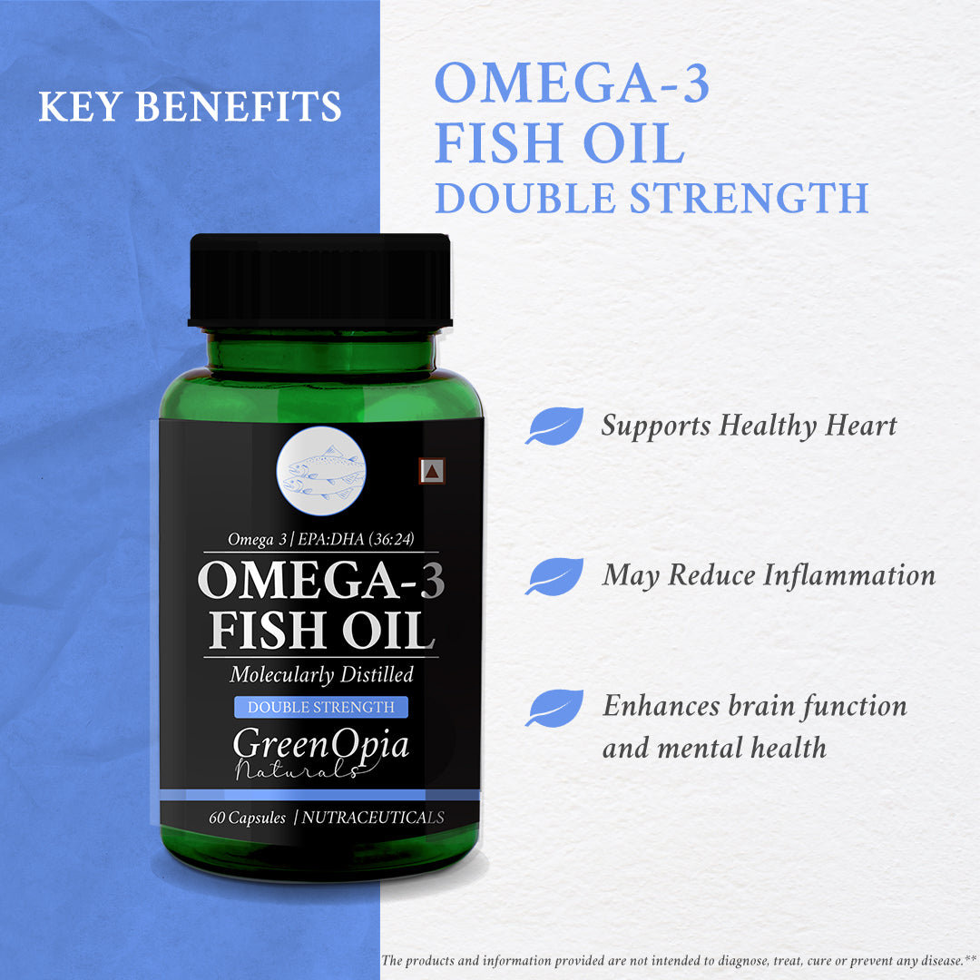 Key Benefits of GreenOpia Fish Oil Omega-3 1000mg Double Strength Supplement