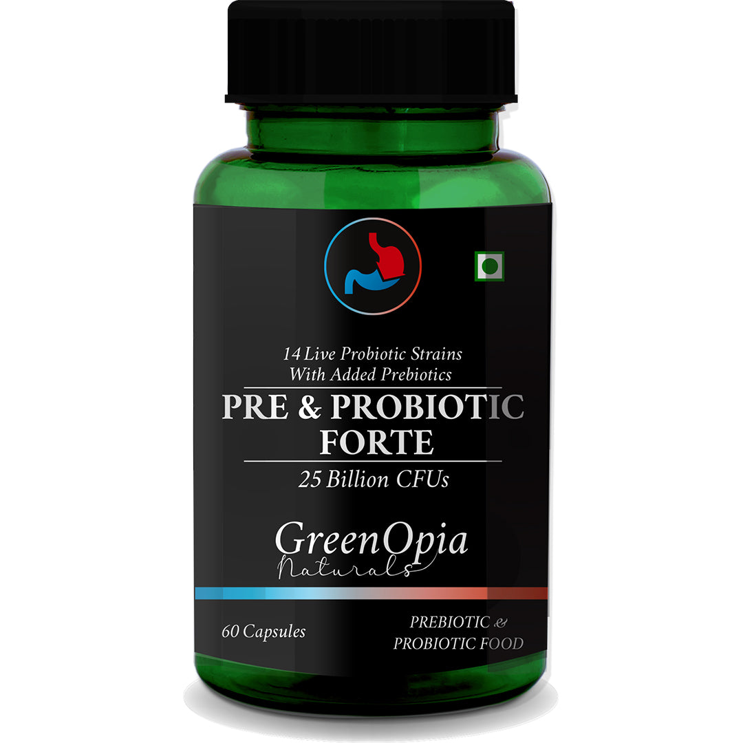GreenOpia Pre and Probiotics Forte – 60 Vegetarian Capsules for Gut Health and Immunity