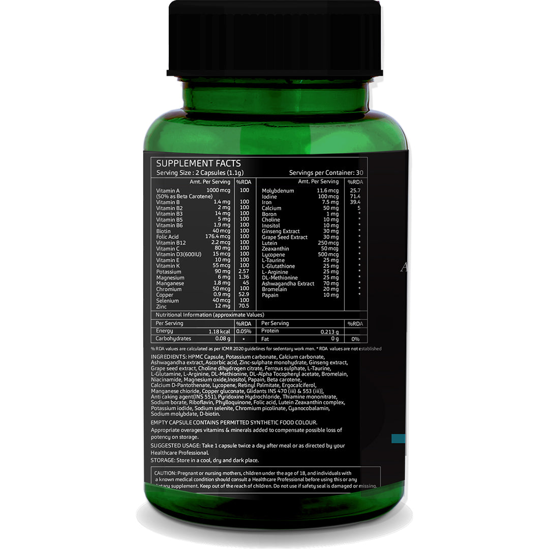 Multivitamins for Men – 60 Vegetarian Capsules | Energy, Immunity & Daily Health Support