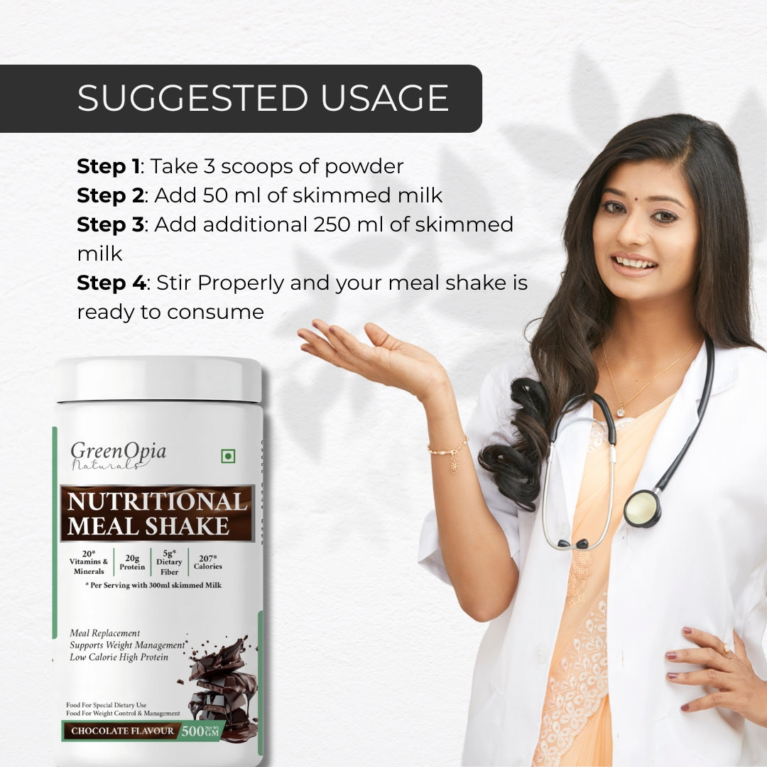GreenOpia Nutritional Meal Replacement Shake for Weight Loss – 20g Protein, 5g Fiber, 500gram