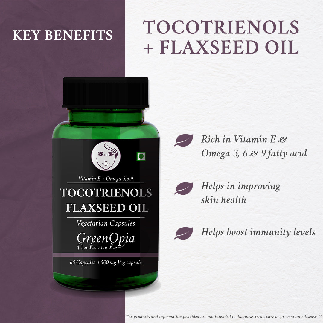 Tocotrienols + Flaxseed Oil Capsules – Heart, Cholesterol & Antioxidant Support | 60 Veg Capsules