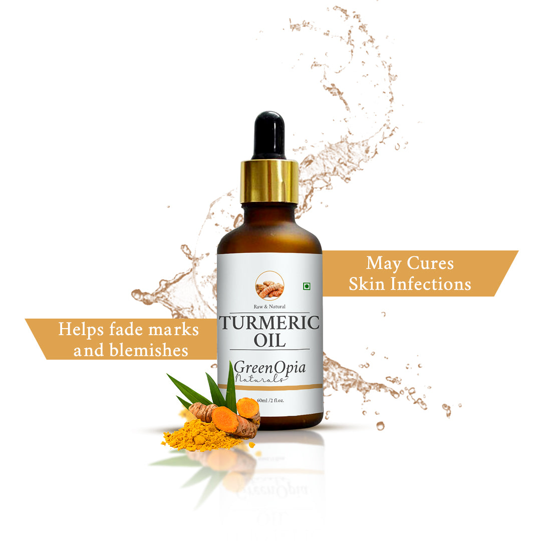 GreenOpia Turmeric Oil – 60ml | Pure Ayurvedic Oil for Skin Glow, Acne, Hair & Joint Pain Relief | Cold-Pressed & Chemical-Free