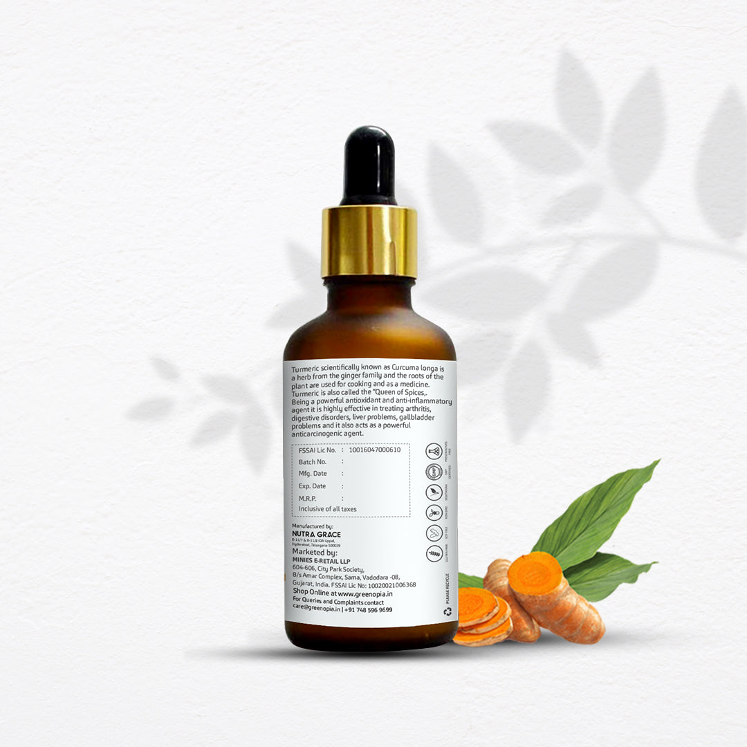 GreenOpia Turmeric Oil – 60ml | Pure Ayurvedic Oil for Skin Glow, Acne, Hair & Joint Pain Relief | Cold-Pressed & Chemical-Free