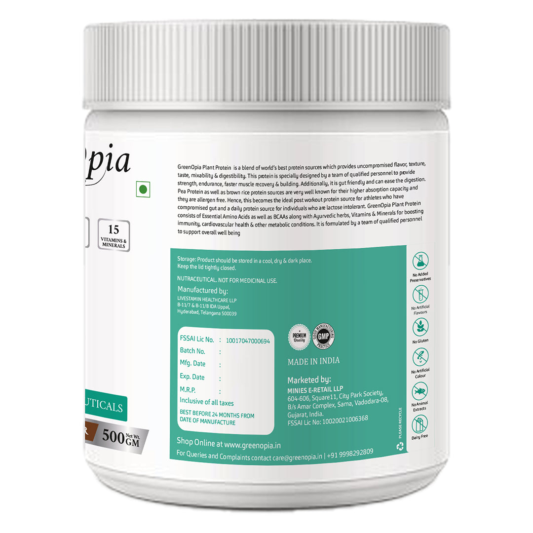 Vegan Plant Protein – Chocolate Flavour | 500g | 24g Plant-Based Protein | Dairy-Free, Gluten-Free, Gut Friendly