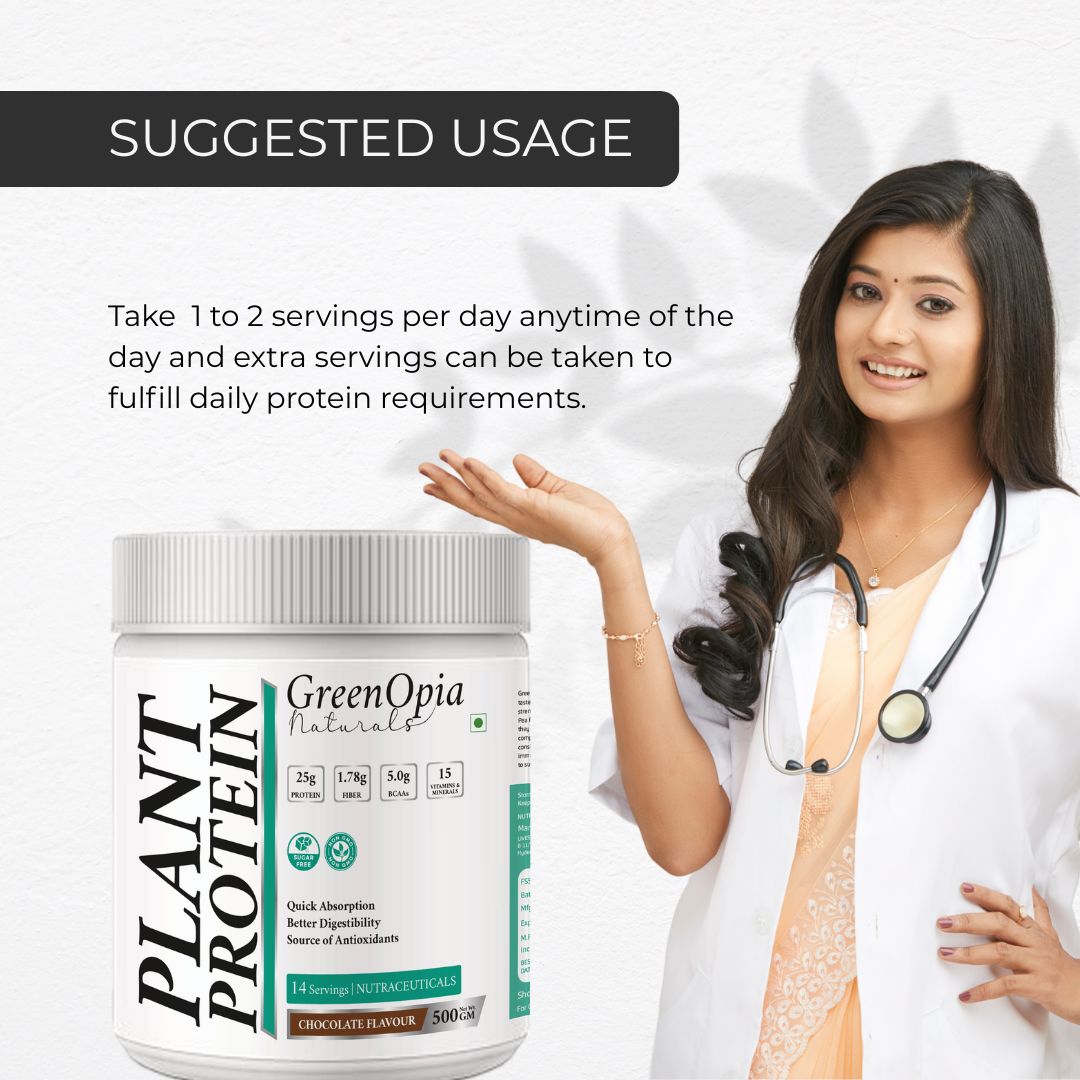 GreenOpia Plant Protein – Chocolate Flavour | 500g | 24g Plant-Based Protein | Dairy-Free, Gluten-Free, Gut Friendly