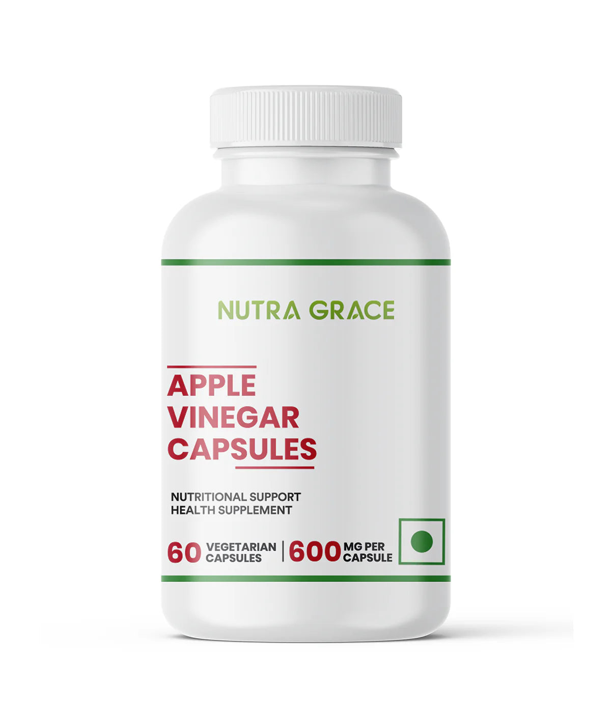 Nutra Grace Apple Cider Vinegar Supplement, 500mg - 60 Vegetarian Capsules
