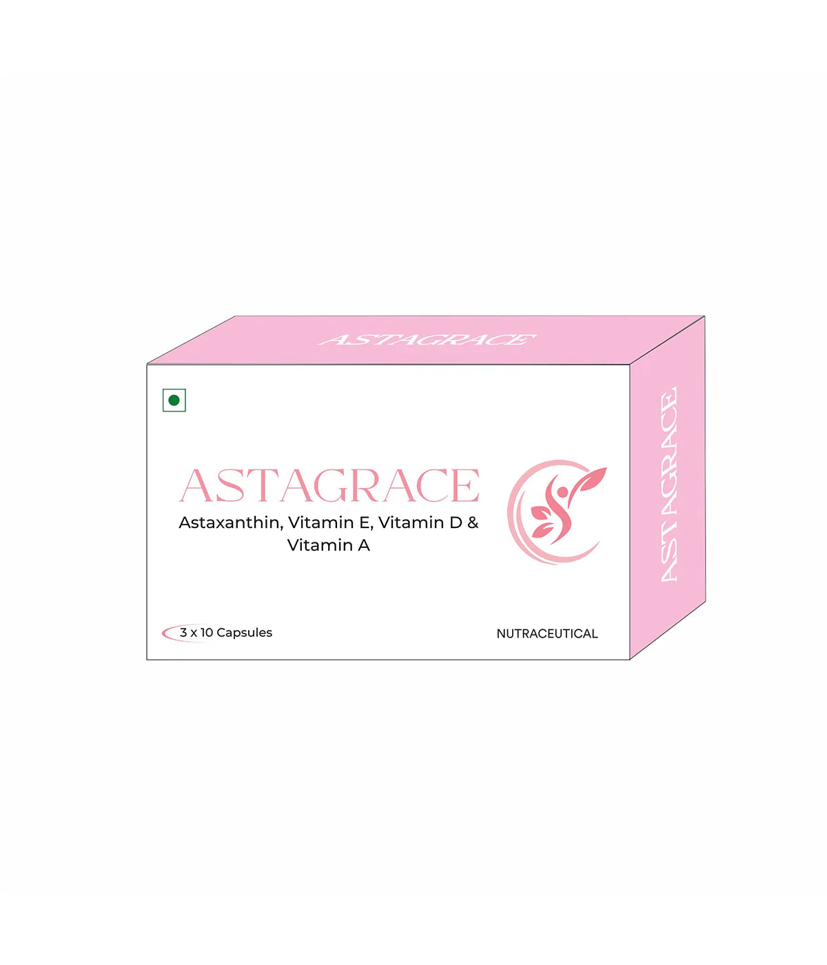 Nutra Grace Astagrace( Astaxanthin 10%, Vitamin D, Vitamin A  & Vitamin E) | 500 mg | 30 Veg. Capsules