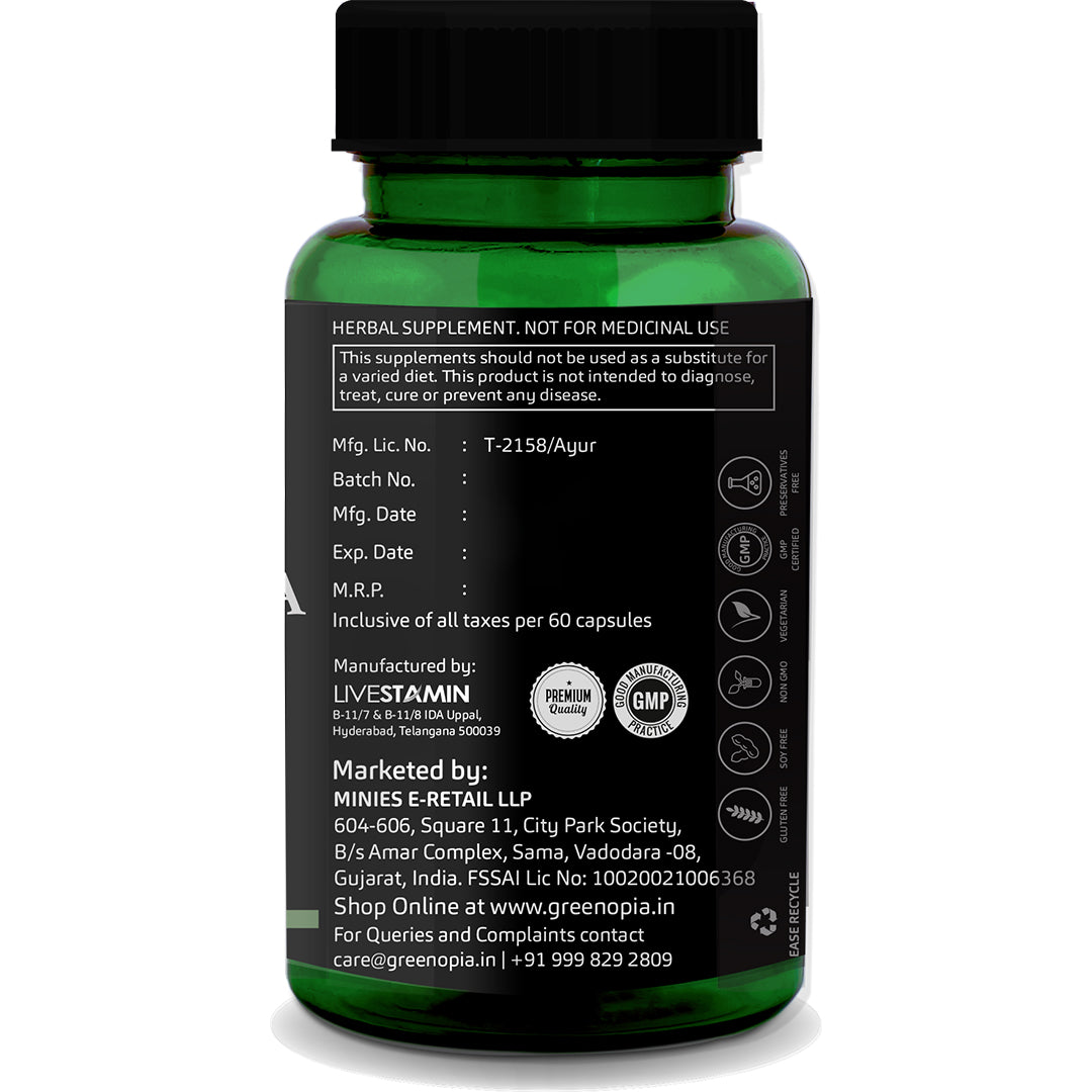 GreenOpia Ashwagandha KSM-66 60 Vegetarian Capsules