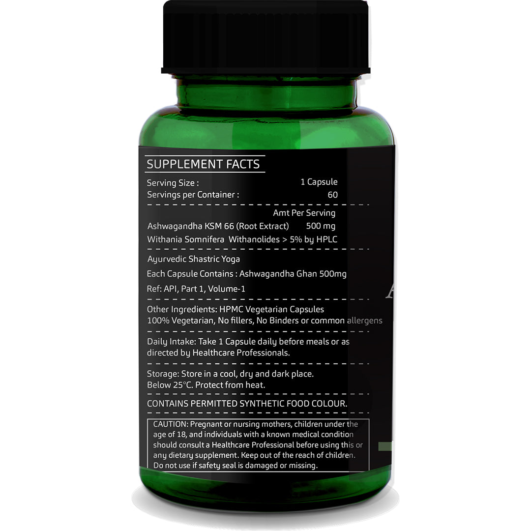 GreenOpia Ashwagandha KSM-66 60 Vegetarian Capsules