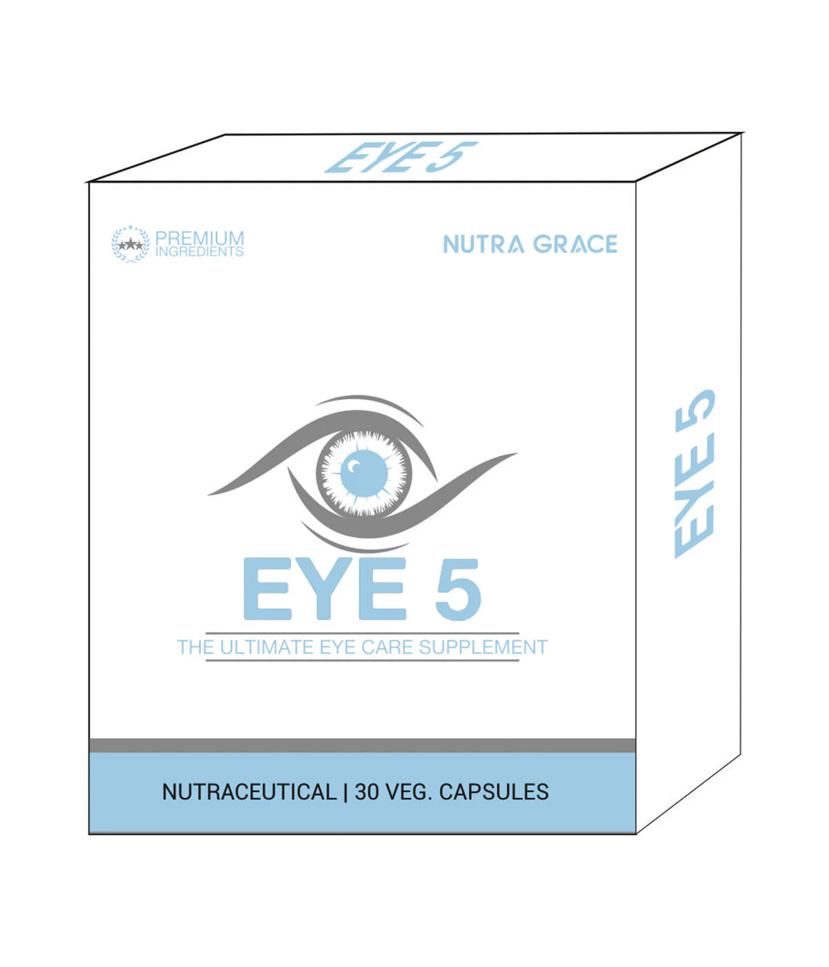 Nutra Grace Eye-5 Health Supplement with Bilberry, Zeaxanthin | 30 Veg. Capsules
