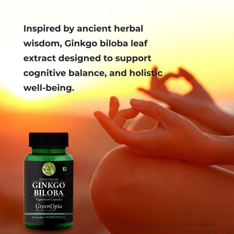 Bottle of GreenOpia Ginkgo Biloba Capsules with 60 vegetarian capsules
