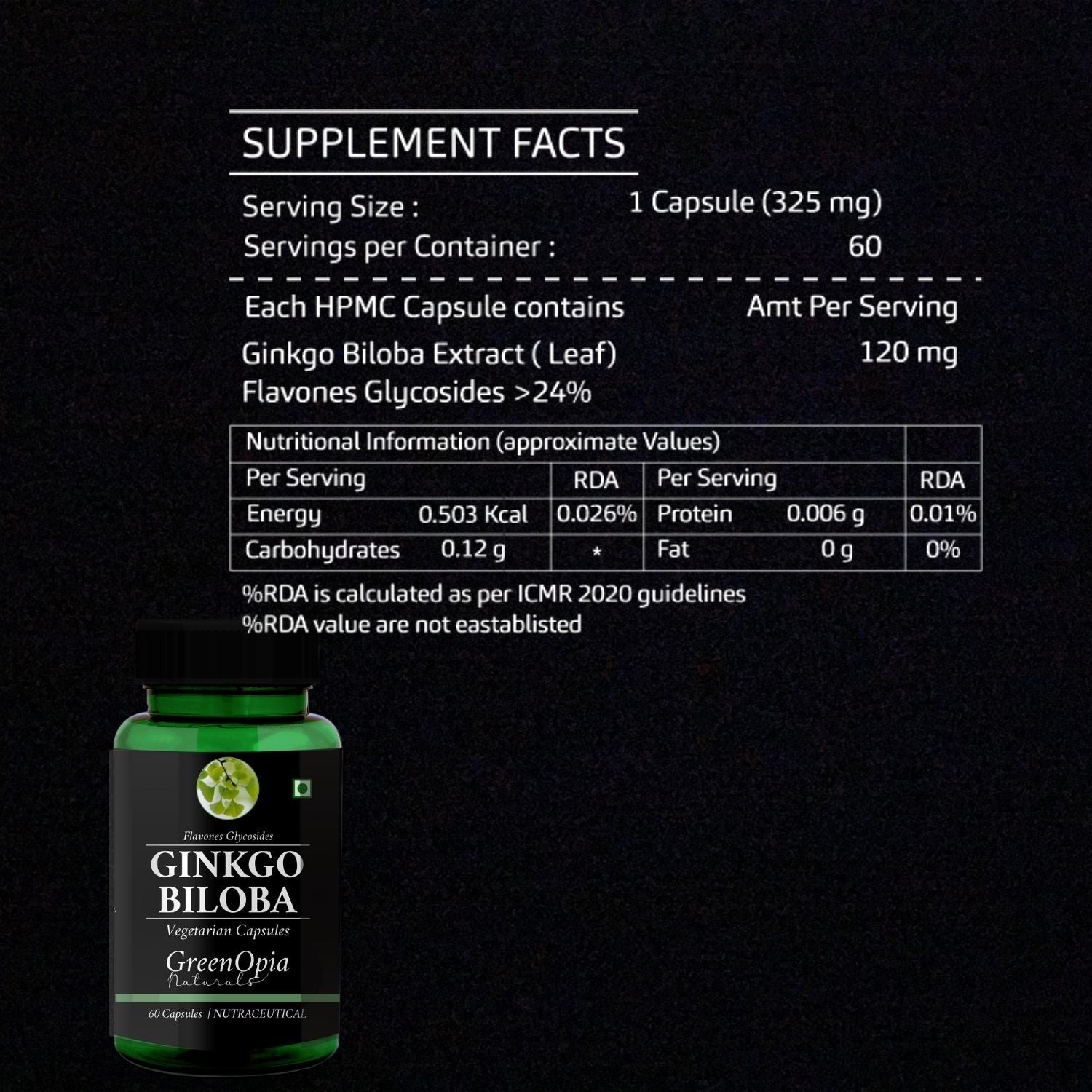 Ginkgo Biloba 60 Vegetarian Capsules