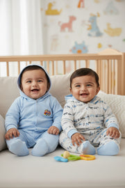 Newborn Baby Full Sleeves 100% Cotton Hooded Rompers – Unisex (Pack of 2)