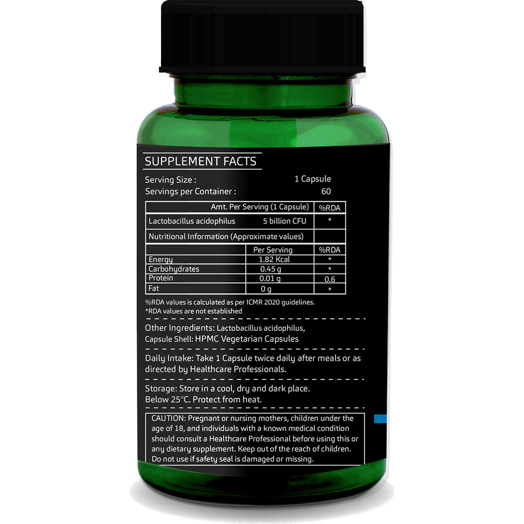 Lactobacillus Acidophilus | 60 Vegetarian Capsules | Lactobacillus Acidophilus for Gut Health &amp; Immunity Support