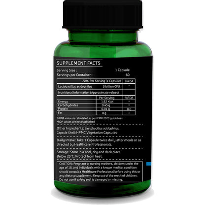 Lactobacillus Acidophilus | 60 Vegetarian Capsules | Lactobacillus Acidophilus for Gut Health &amp; Immunity Support