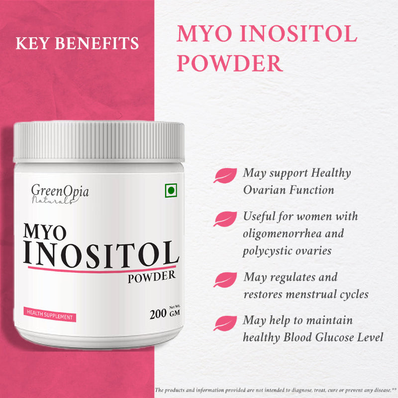 Unflavoured myo-inositol powder dissolving easily in water