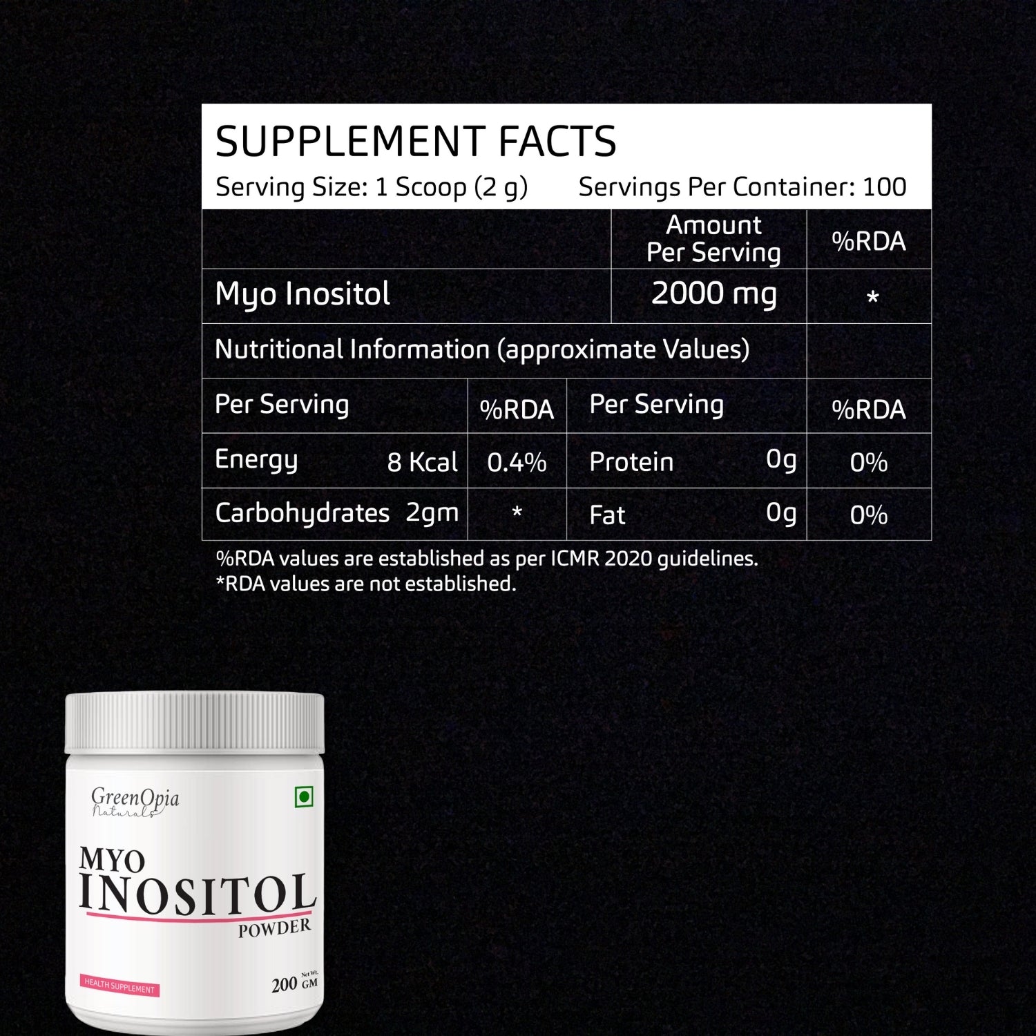 Myo-Inositol Powder 2000 mg Supplement for Women – Hormonal Balance & Wellness Support