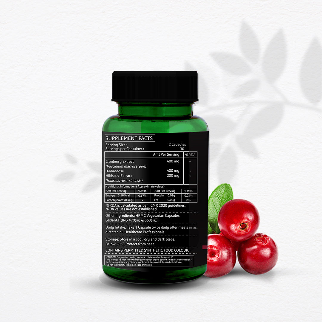 Supplement Facts and Ingredients – Greenopia Cranberry D-Mannose Hibiscus Capsules