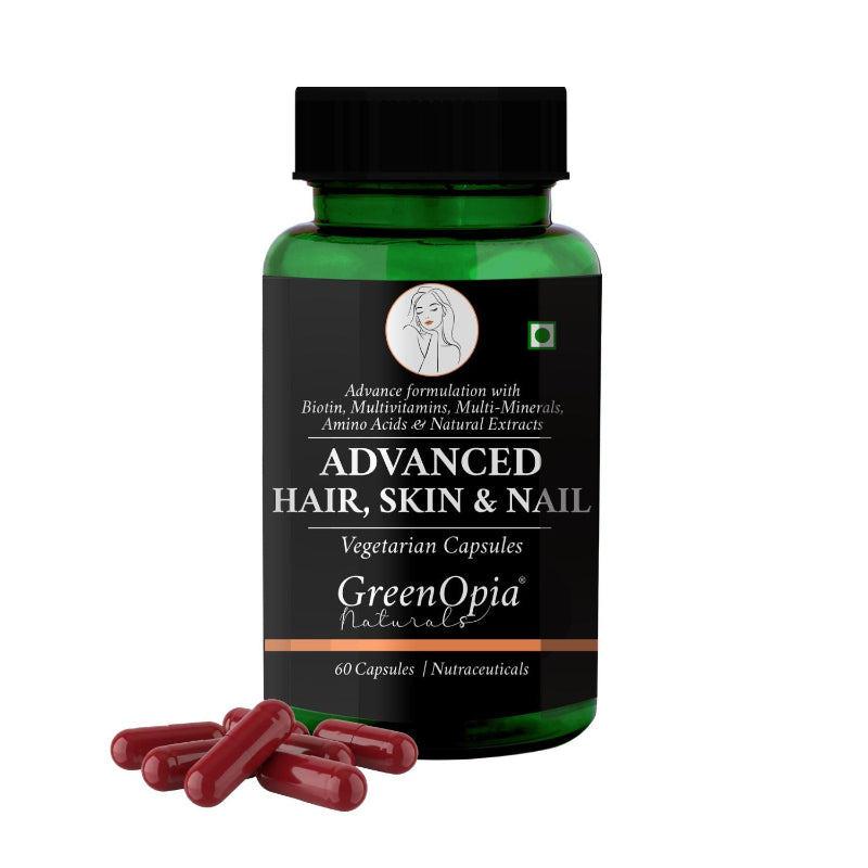 GreenOpia Biotin Advanced Hair, Skin & Nails Supplement – 60 Vegetarian Capsules