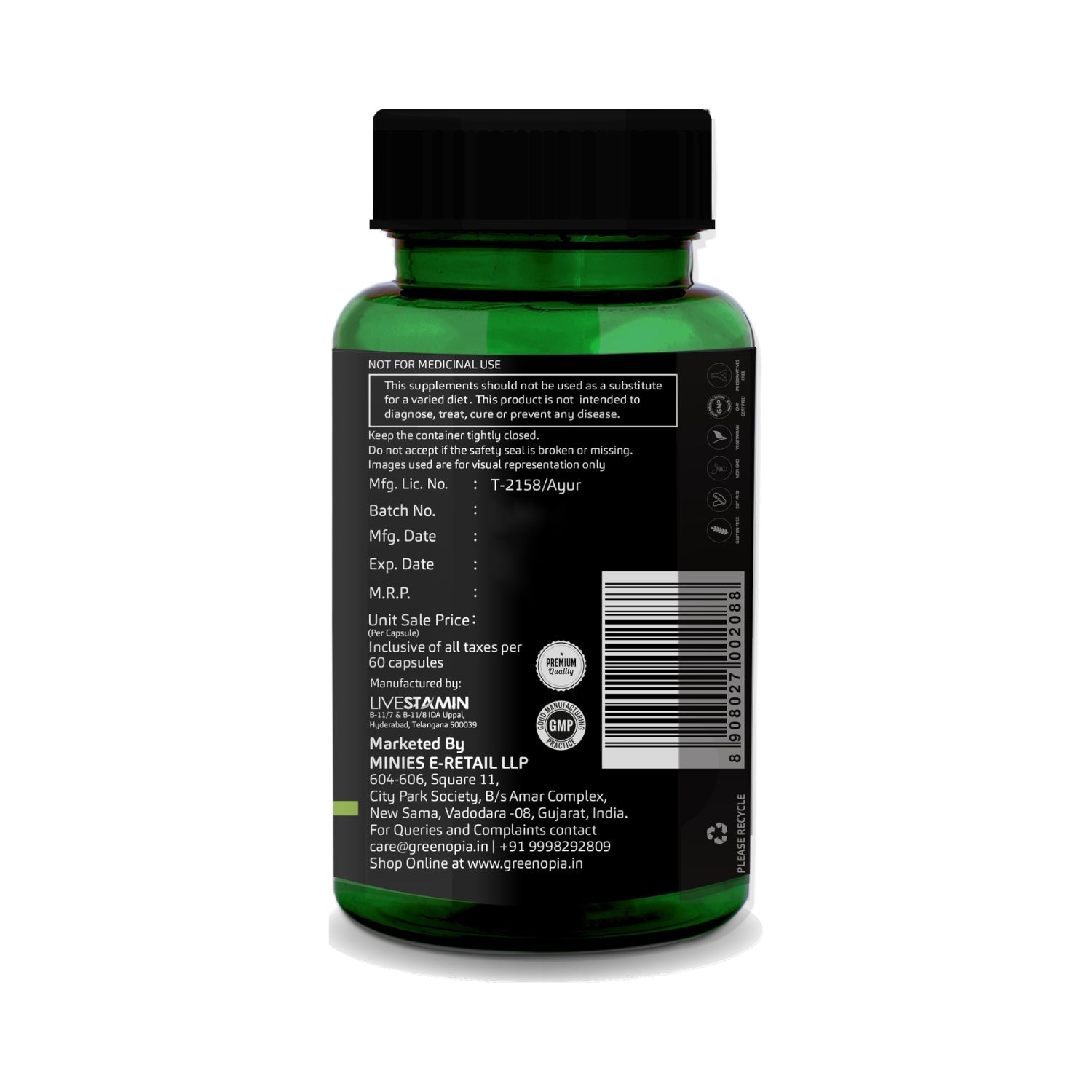 Arjuna Extracts 60 Vegetarian Capsules GreenOpia