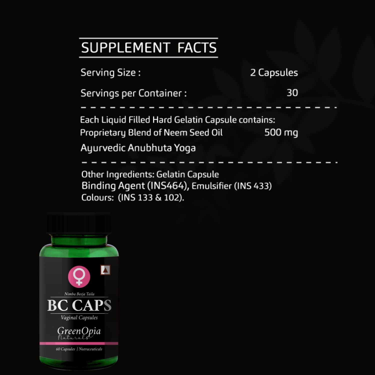 BC Caps Vaginal Disinfectant - Neem Oil 30 Capsules