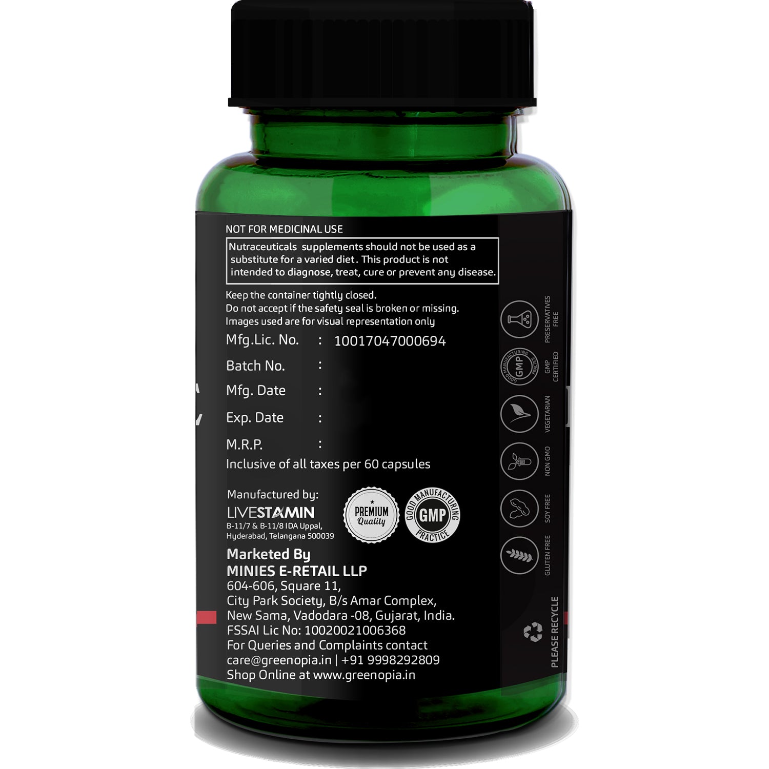 GreenOpia Berberine HCL | Berberine + Milk Thistle & Turmeric Extracts 60 Vegetarian Capsules