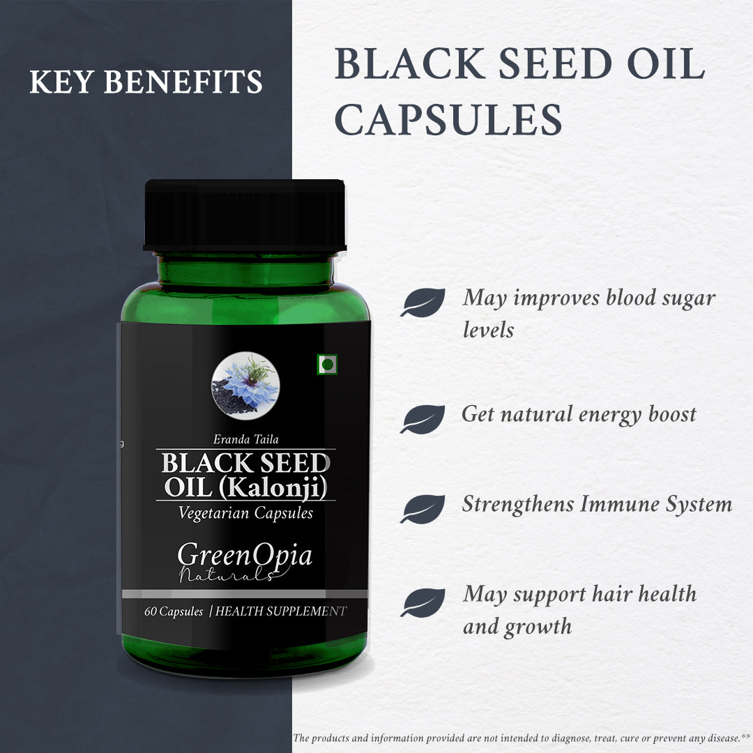 GreenOpia Black Seed Oil 60 Liquid Filled Vegetarian Capsules