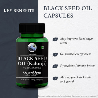 Black Seed Oil Capsules – 60 Vegetarian | Kalonji (Nigella Sativa) for Immunity, Skin, Heart &amp; Anti-Inflammatory Support