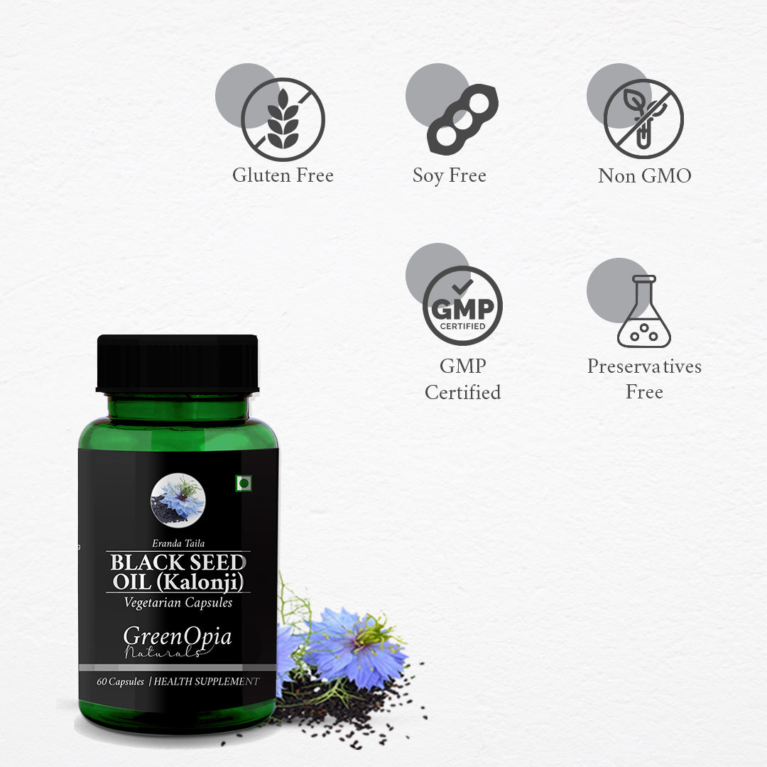 GreenOpia Black Seed Oil 60 Liquid Filled Vegetarian Capsules