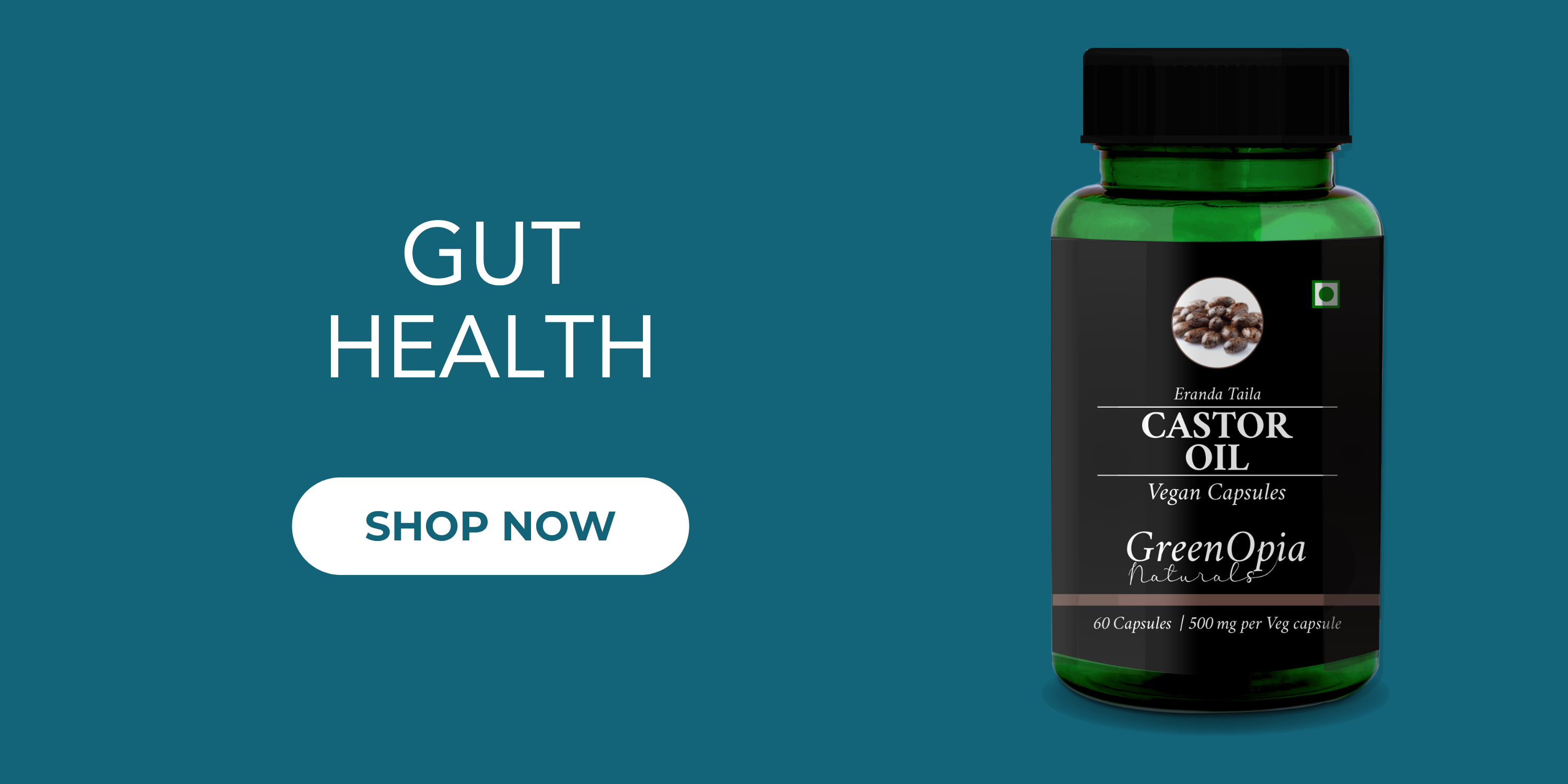 GreenOpia Castor Oil Capsules – Natural Gut Cleanse and Digestive Support for Constipation Relief