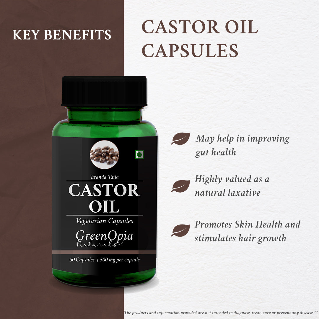 Castor Oil Capsules – Natural Constipation Relief &amp; Digestive Cleanse | 60 Vegetarian Capsules