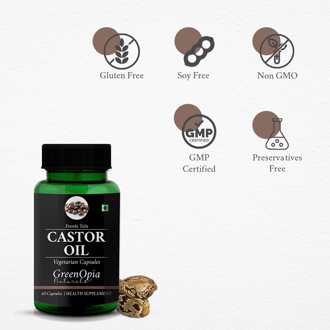 GreenOpia Castor Oil 60 Liquid Filled Vegetarian Capsules