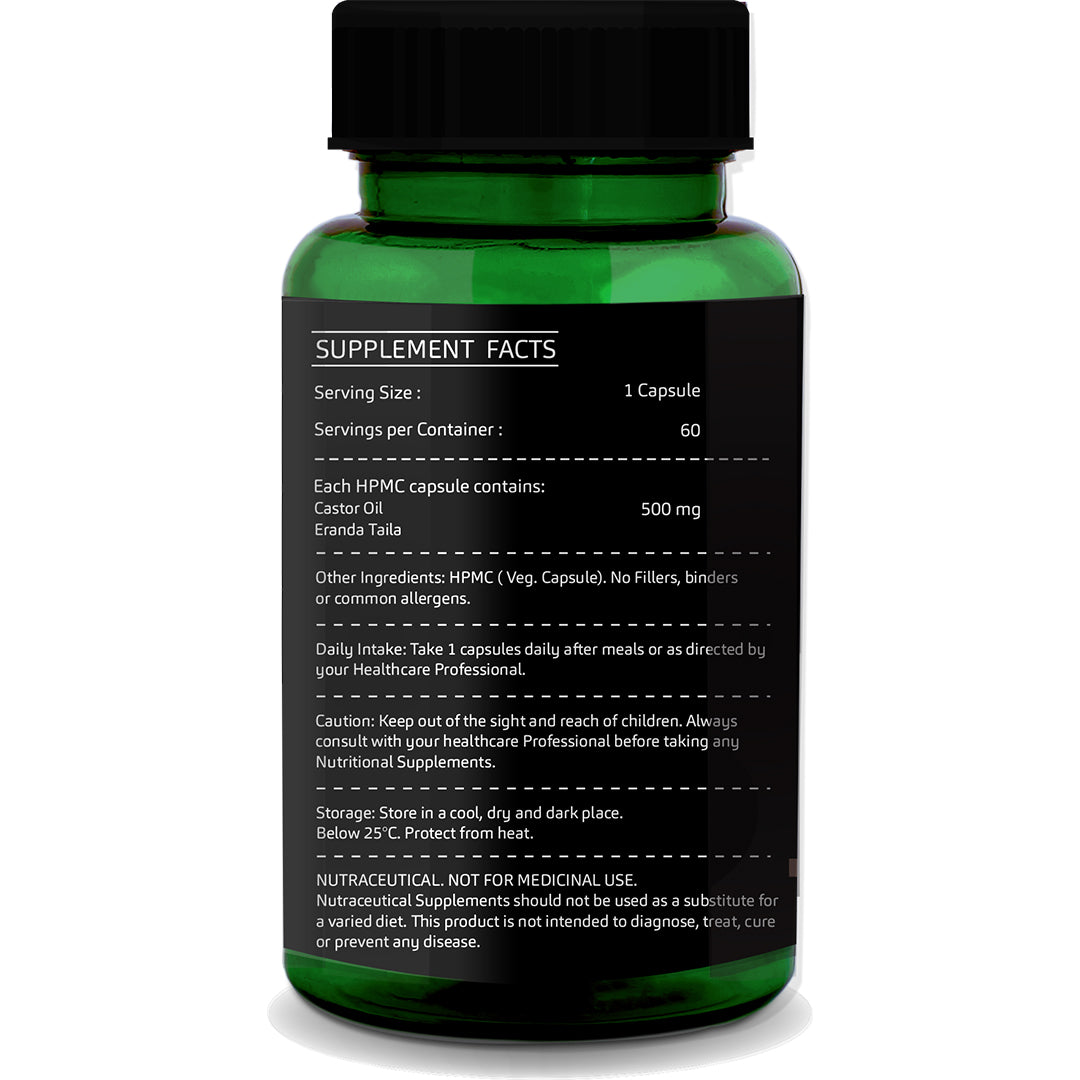 Castor Oil Capsules – Natural Constipation Relief &amp; Digestive Cleanse | 60 Vegetarian Capsules