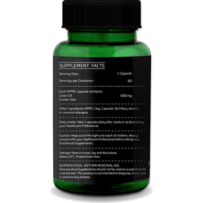 Castor Oil Capsules – Natural Constipation Relief &amp; Digestive Cleanse | 60 Vegetarian Capsules