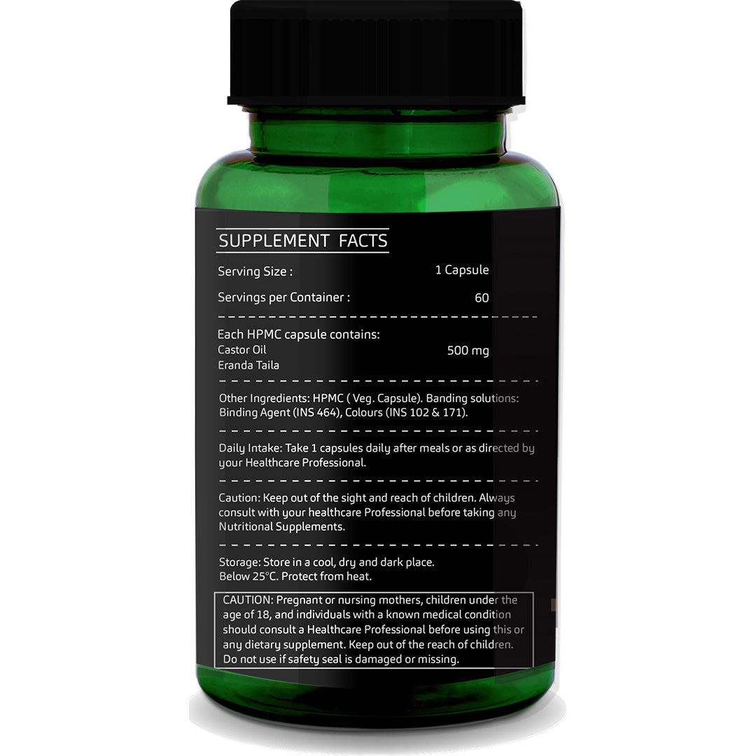 GreenOpia Castor Oil 60 Liquid Filled Vegetarian Capsules