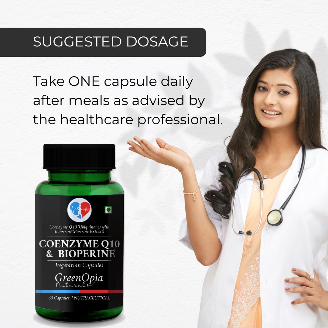 GreenOpia Coenzyme Q10 Supplement (CoQ10) with Bioperine 60 Vegetarian Capsules