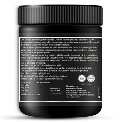 How to use Label – GreenOpia Creatine Monohydrate 100g Nutrition Facts