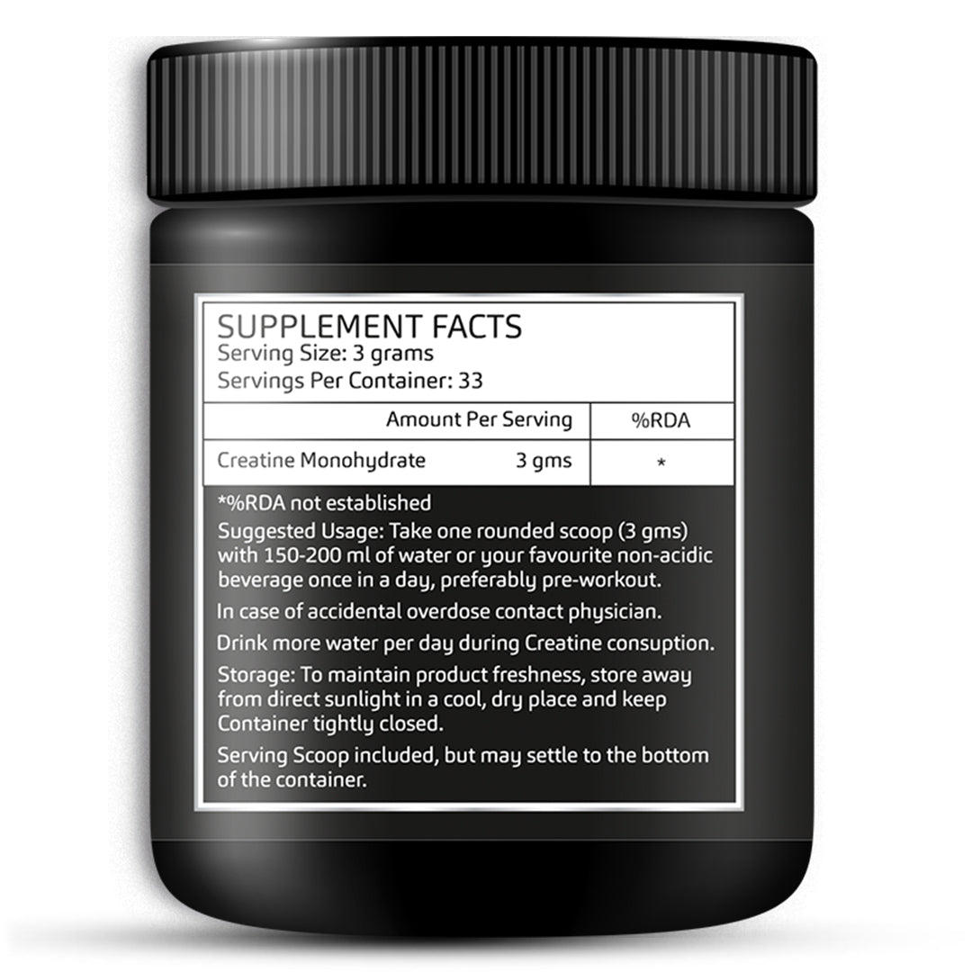 Supplement Label – GreenOpia Creatine Monohydrate 100g Nutrition Facts