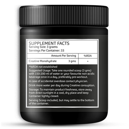 Supplement Label – GreenOpia Creatine Monohydrate 100g Nutrition Facts
