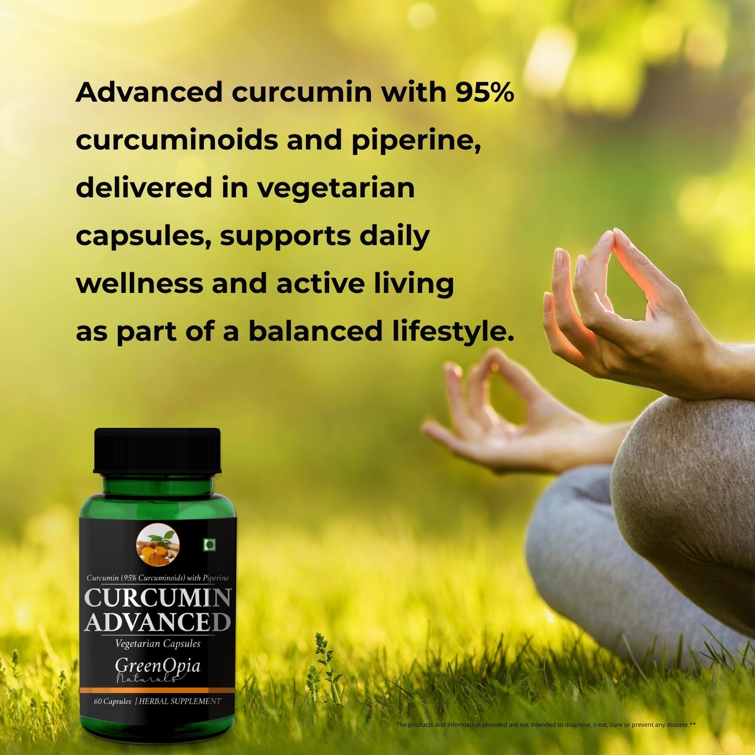 GreenOpia Curcumin C3 Complex with Piperine Extracts 60 Vegetarian Capsules