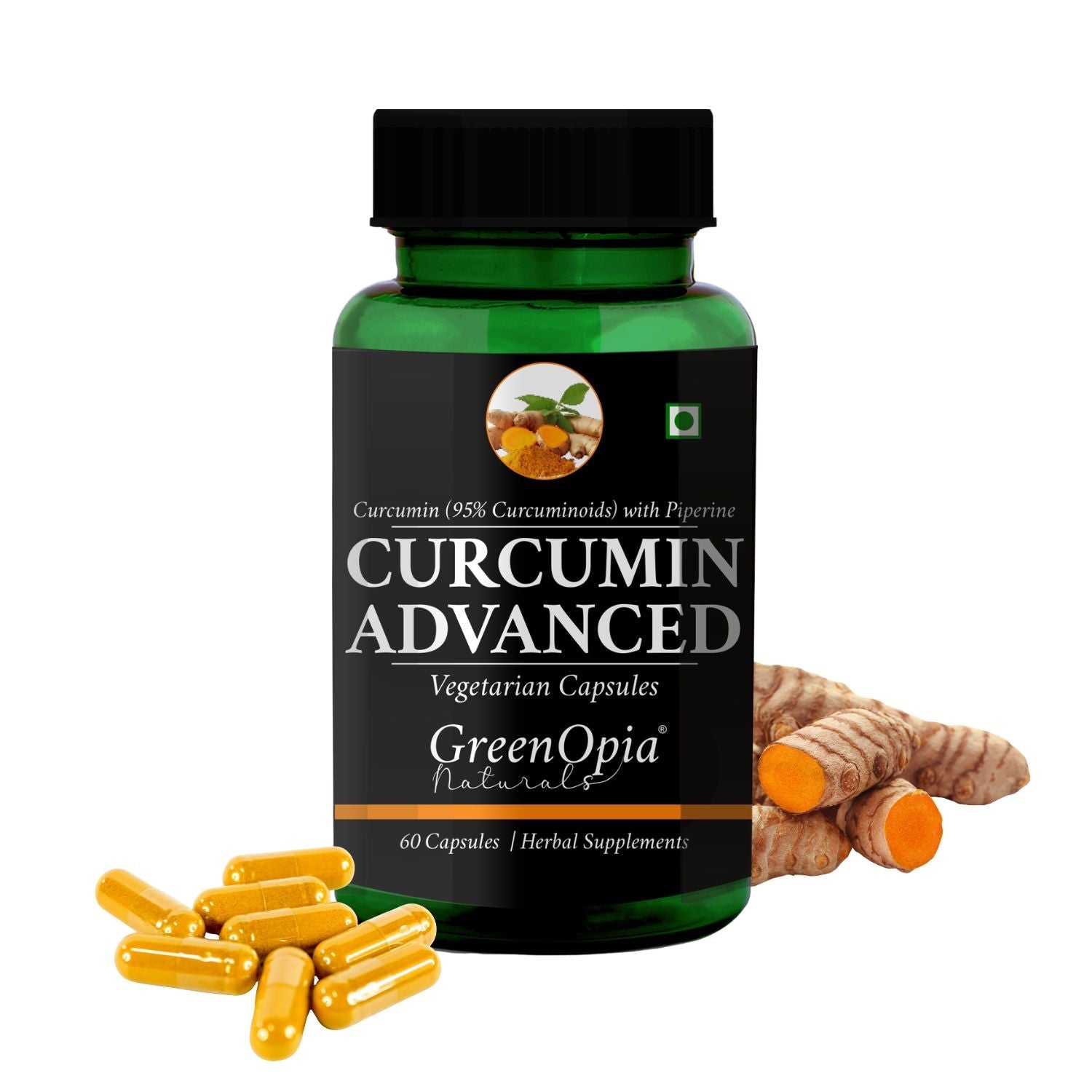 Curcumin C3 Complex with Piperine Extracts 60 Vegetarian Capsules GreenOpia