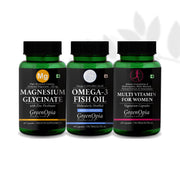 GreenOpia Daily Wellness Combo for Women – Omega-3, Magnesium + Zinc & Multivitamins