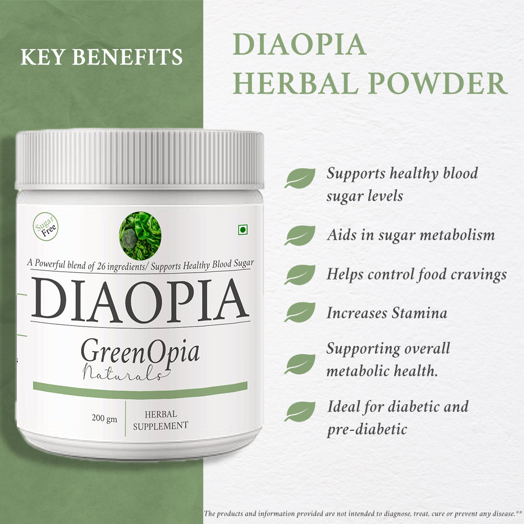 DiaOpia Herbal Supplement – 200g Powder | Ayurvedic Support for Type 1 &amp; 2 Diabetes | Blood Sugar &amp; Metabolism Balance